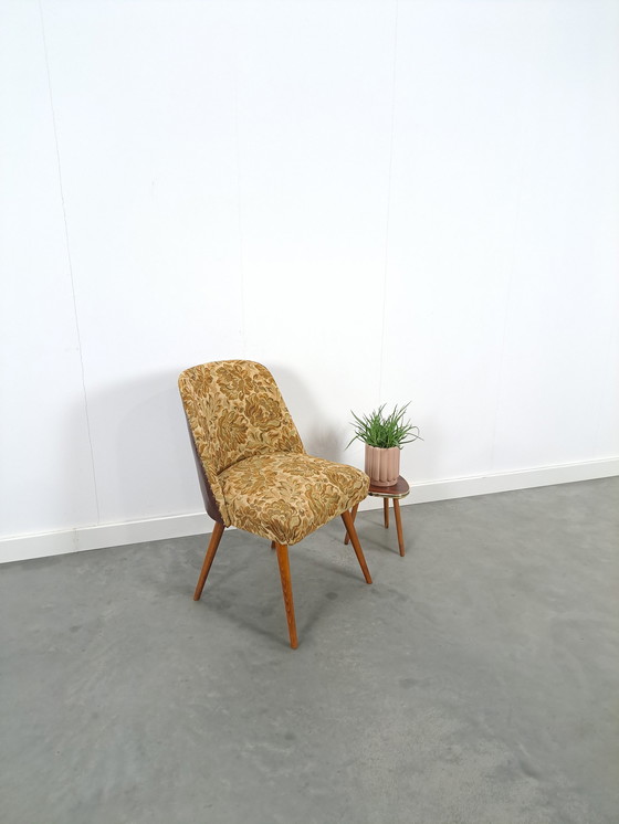 Image 1 of Bloemen chair with brown artificial leather vintage