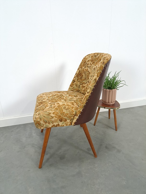 Image 1 of Bloemen chair with brown artificial leather vintage