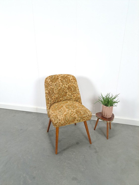 Image 1 of Bloemen chair with brown artificial leather vintage