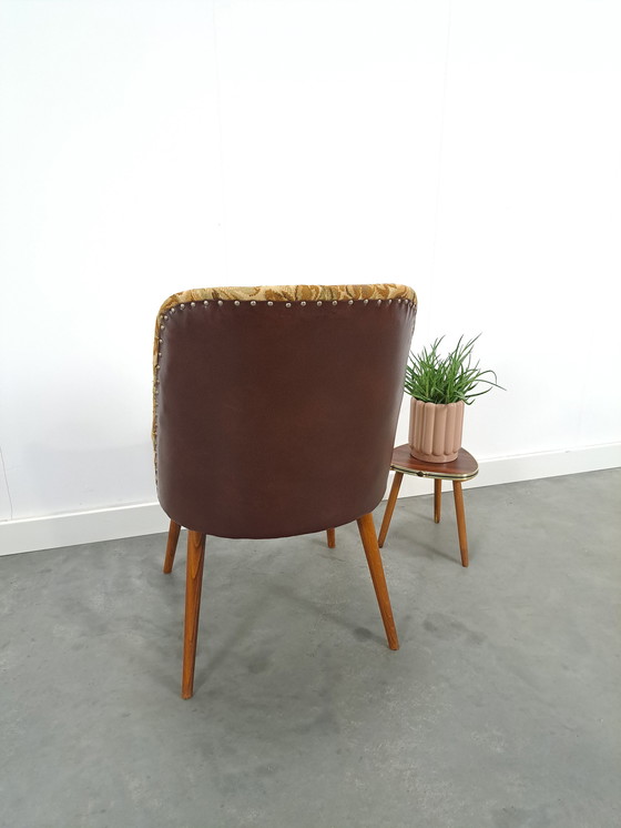 Image 1 of Bloemen chair with brown artificial leather vintage