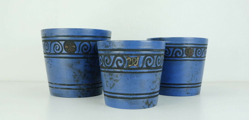 ensemble de 3 pots à plantes ceramano pergamon hanns welling 1950s 1960s