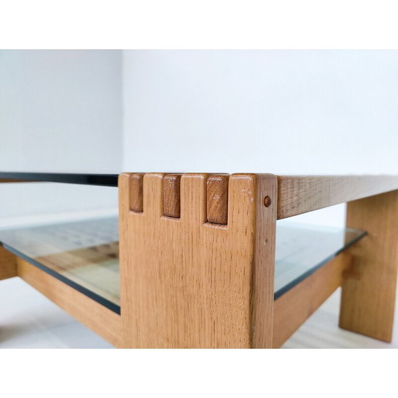 Image 1 of Mid-century coffee table in wood and glass by Guiseppe Rivadossi, Italy 1950s