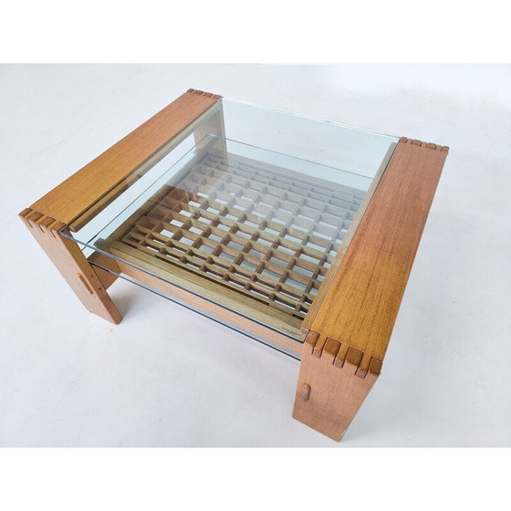 Image 1 of Mid-century coffee table in wood and glass by Guiseppe Rivadossi, Italy 1950s