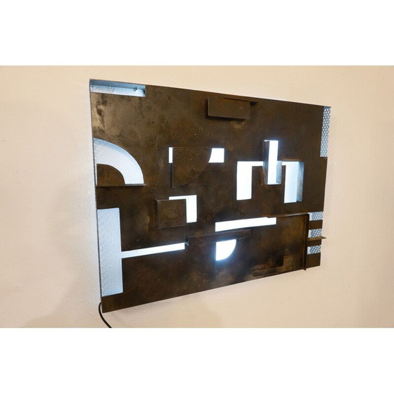 Image 1 of Brutalist vintage metal wall lamp