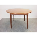 Vintage teak veneer round extendable dining table 1950
