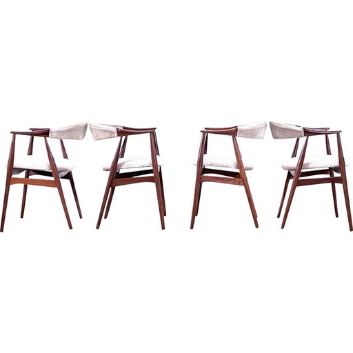 Set of 4 vintage pink velvet dining chairs by Thomas Havler, Denmark 1960