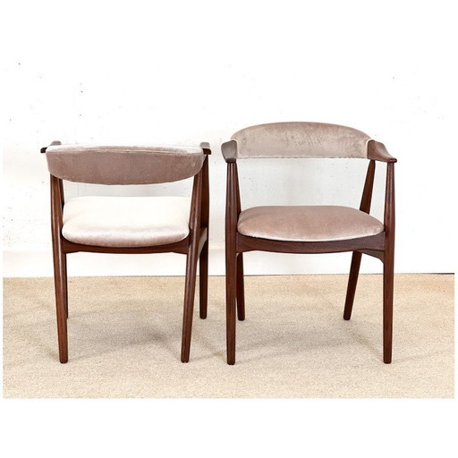 Set of 4 vintage pink velvet dining chairs by Thomas Havler, Denmark 1960