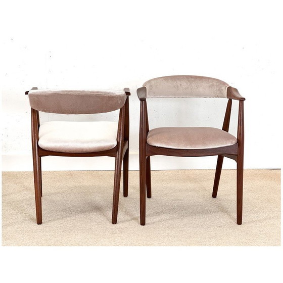 Image 1 of Set of 4 vintage pink velvet dining chairs by Thomas Havler, Denmark 1960