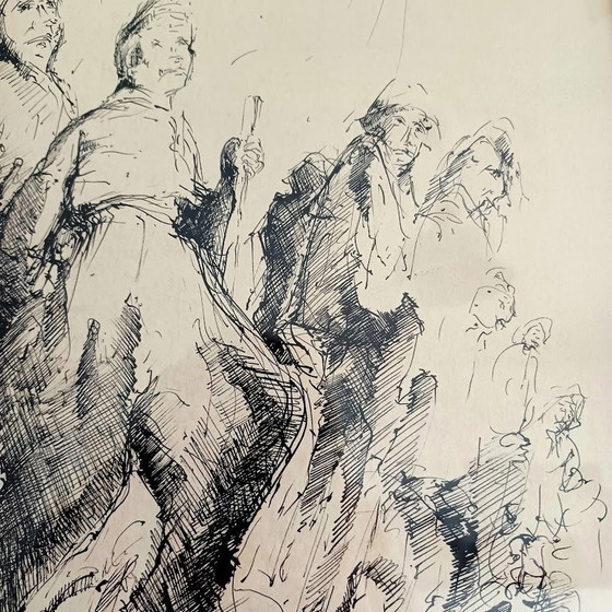 Image 1 of Dibujo a pluma. Figurativo. Década de 1950-1960. Firmado.