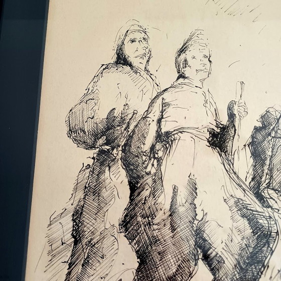 Image 1 of Dibujo a pluma. Figurativo. Década de 1950-1960. Firmado.