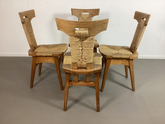 Image 1 of Arts & Crafts Stoelen W. Kuyper 1920's Brutalist Vintage