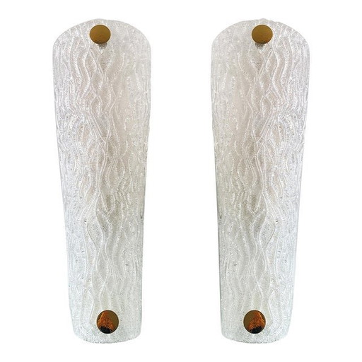 Set Of Two Italian "Graniglia" Murano Glass Wall Sconces In Mid-Century Modern Style