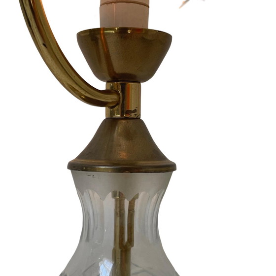 Image 1 of Lampada da tavolo vintage / Hollywood Regency in cristallo con base in ottone, in ottime condizioni.