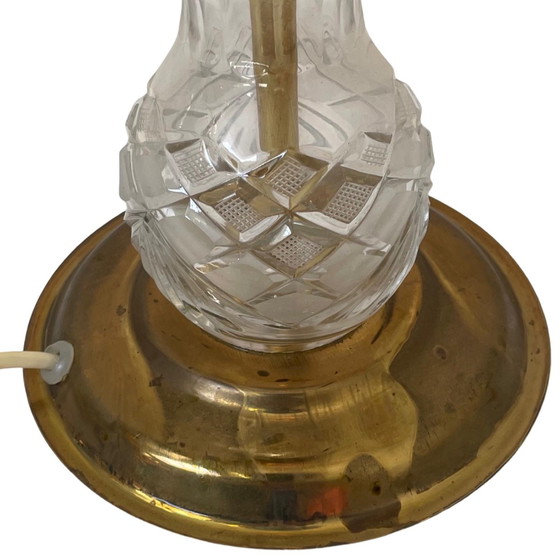 Image 1 of Lampada da tavolo vintage / Hollywood Regency in cristallo con base in ottone, in ottime condizioni.