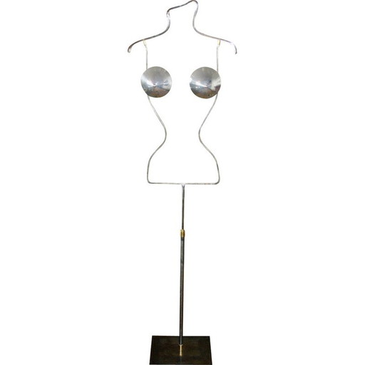 Vintage Art Deco mannequin on feet in steel and aluminum by René Herbst for Siegel, 1930