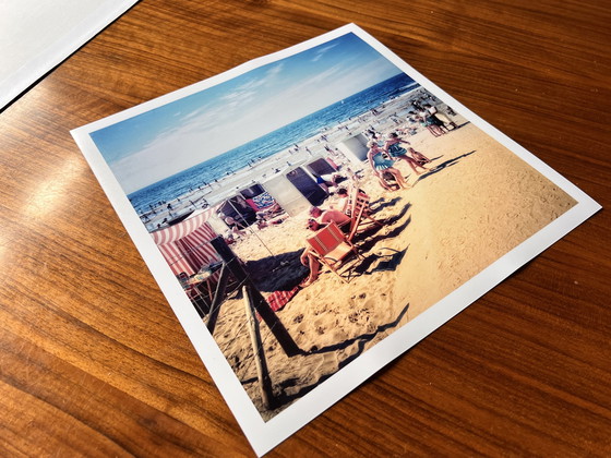 Image 1 of Beach guests press photographer Willem van de Poll Egmond aan zee vintage beach