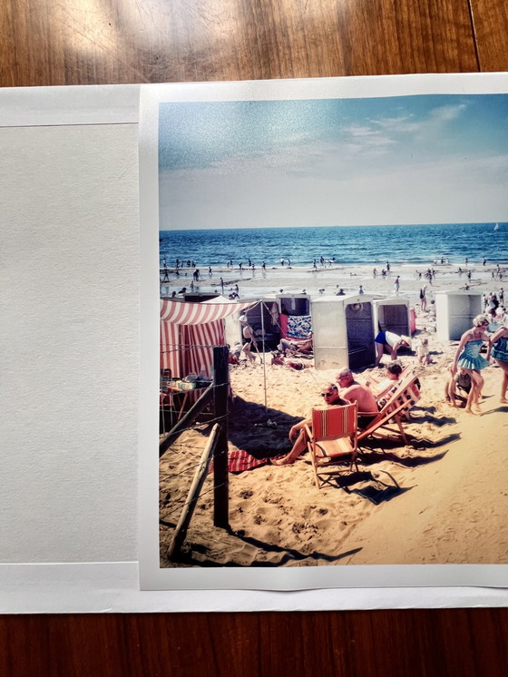 Image 1 of Beach guests press photographer Willem van de Poll Egmond aan zee vintage beach