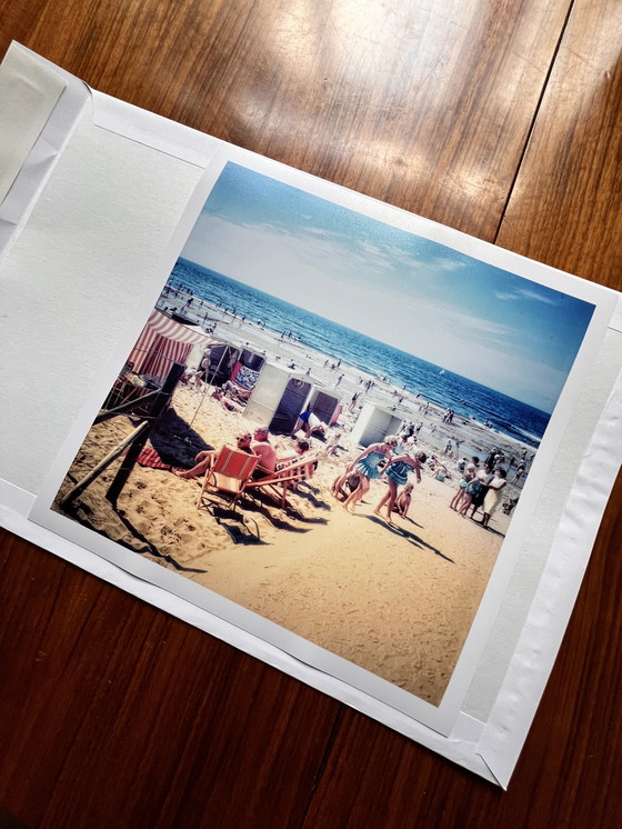 Image 1 of Beach guests press photographer Willem van de Poll Egmond aan zee vintage beach