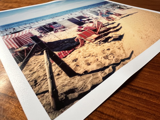 Image 1 of Beach guests press photographer Willem van de Poll Egmond aan zee vintage beach