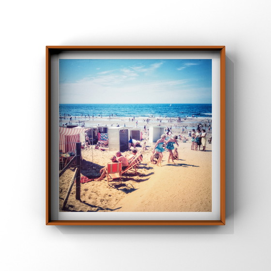 Image 1 of Beach guests press photographer Willem van de Poll Egmond aan zee vintage beach