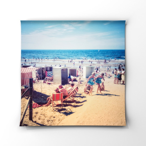 Image 1 of Beach guests press photographer Willem van de Poll Egmond aan zee vintage beach