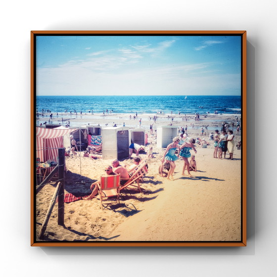 Image 1 of Beach guests press photographer Willem van de Poll Egmond aan zee vintage beach