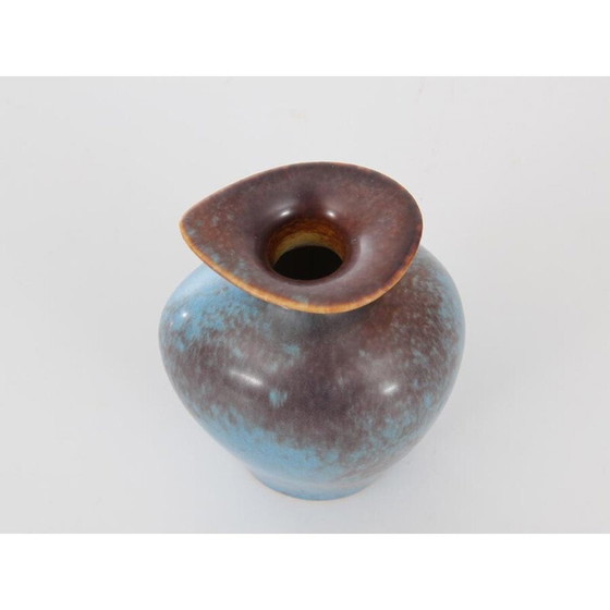 Image 1 of Small brown and blue scandinavian AUH vase by Gunnar Nylund for Rorstrand - 1960s