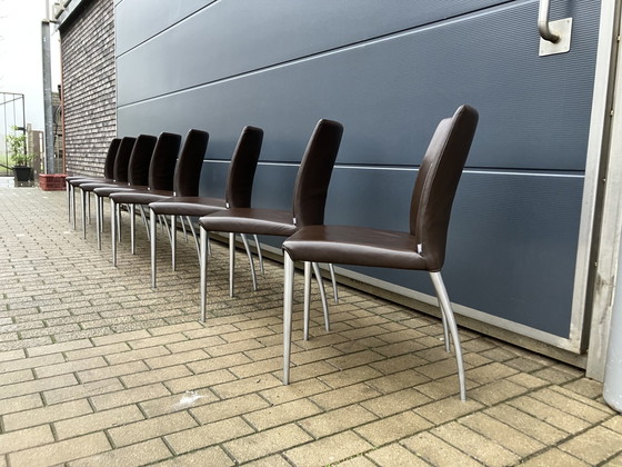 Image 1 of 8X Jori Mikono Chairs, Dark Brown Leather In Top Condition!