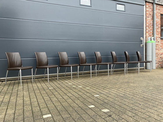 Image 1 of 8X Jori Mikono Chairs, Dark Brown Leather In Top Condition!