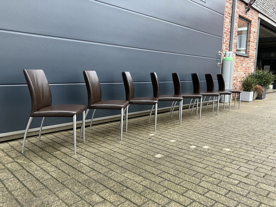 Image 1 of 8X Jori Mikono Chairs, Dark Brown Leather In Top Condition!