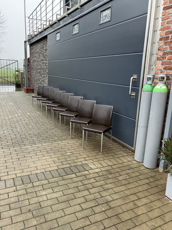 Image 1 of 8X Jori Mikono Chairs, Dark Brown Leather In Top Condition!