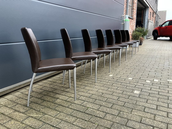 Image 1 of 8X Jori Mikono Chairs, Dark Brown Leather In Top Condition!