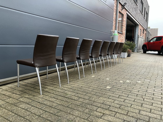 Image 1 of 8X Jori Mikono Chairs, Dark Brown Leather In Top Condition!