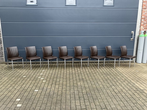 Image 1 of 8X Jori Mikono Chairs, Dark Brown Leather In Top Condition!