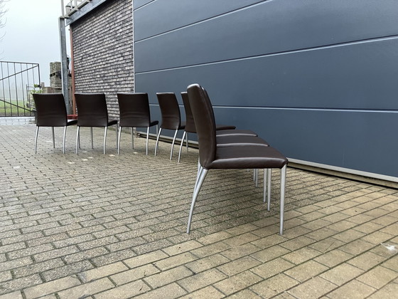 Image 1 of 8X Jori Mikono Chairs, Dark Brown Leather In Top Condition!