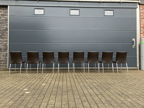 Image 1 of 8X Jori Mikono Chairs, Dark Brown Leather In Top Condition!