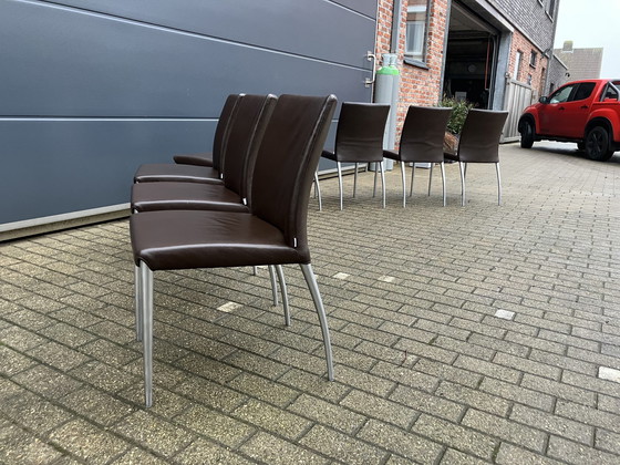 Image 1 of 8X Jori Mikono Chairs, Dark Brown Leather In Top Condition!