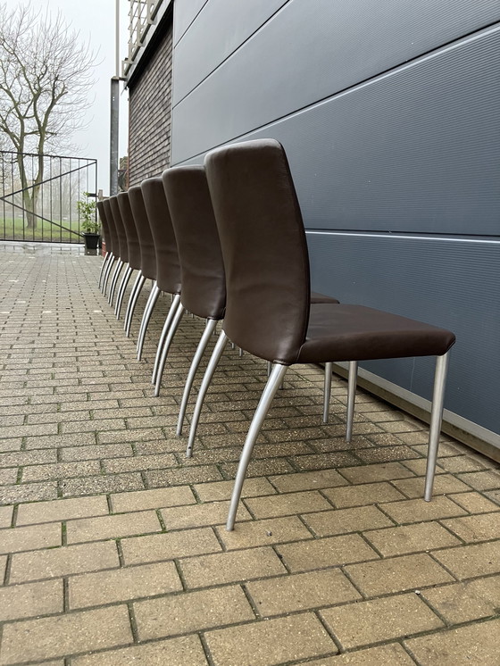 Image 1 of 8X Jori Mikono Chairs, Dark Brown Leather In Top Condition!