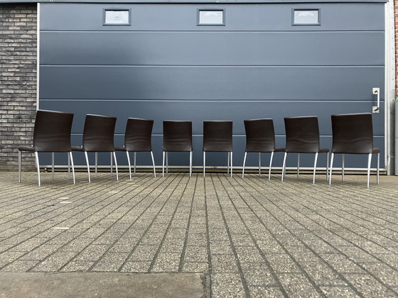 Image 1 of 8X Jori Mikono Chairs, Dark Brown Leather In Top Condition!