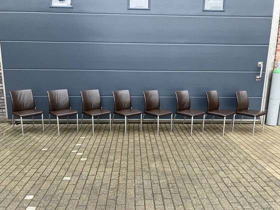 Image 1 of 8X Jori Mikono Chairs, Dark Brown Leather In Top Condition!