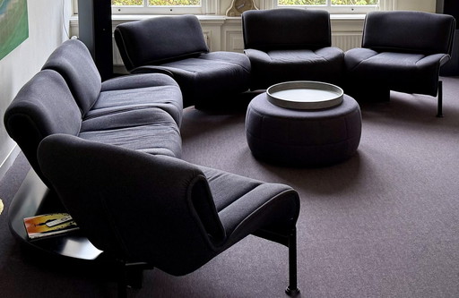 2 Copies Of The 3 Seater Sofa Model 125 Veranda 3 By Vico Magistretti For Cassina From The 1980s.