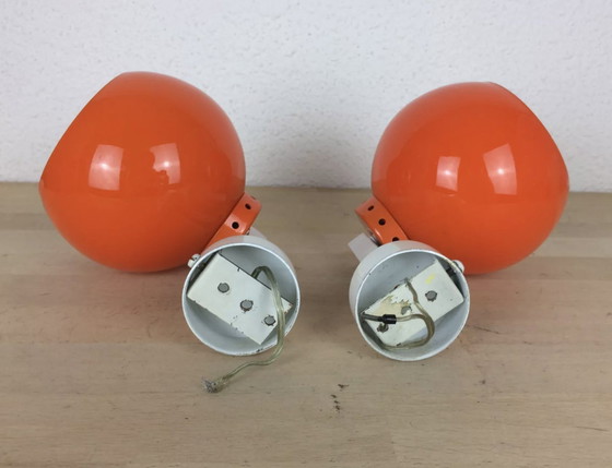 Image 1 of Pair D'Appliques Globes Orange Années 70