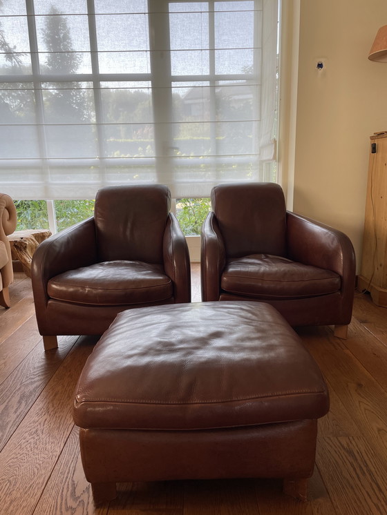 Image 1 of 2x Molinari armchairs and ottoman