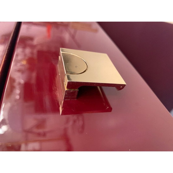 Image 1 of Vintage lacquered wood and brass desk by Jean Claude Mahey, 1970