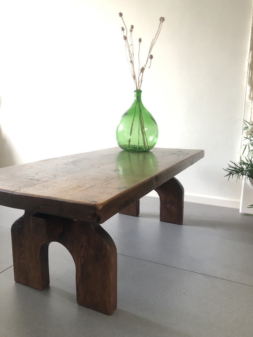 Brutalist solid wood coffee table