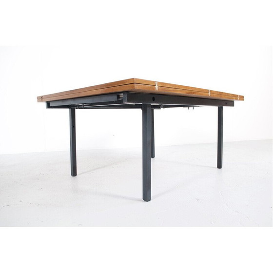 Image 1 of Vintage convertible teak and steel coffee table, France 1950