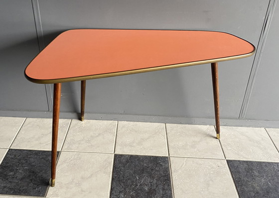 Image 1 of Peach Pink formica table 1960s 