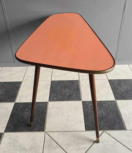 Image 1 of Peach Pink formica table 1960s 