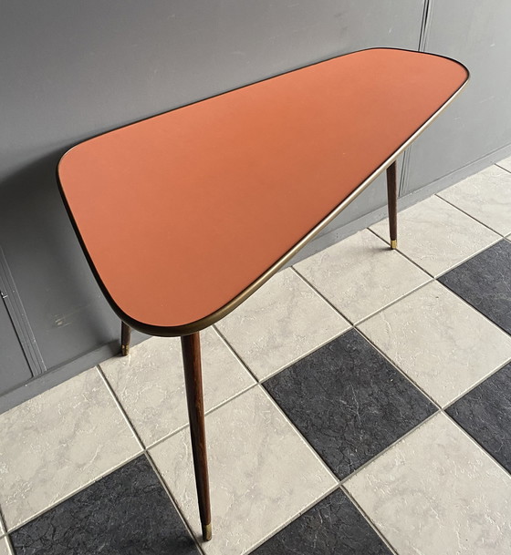 Image 1 of Peach Pink formica table 1960s 