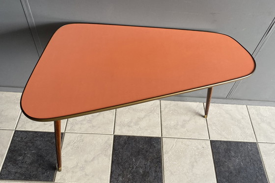 Image 1 of Peach Pink formica table 1960s 